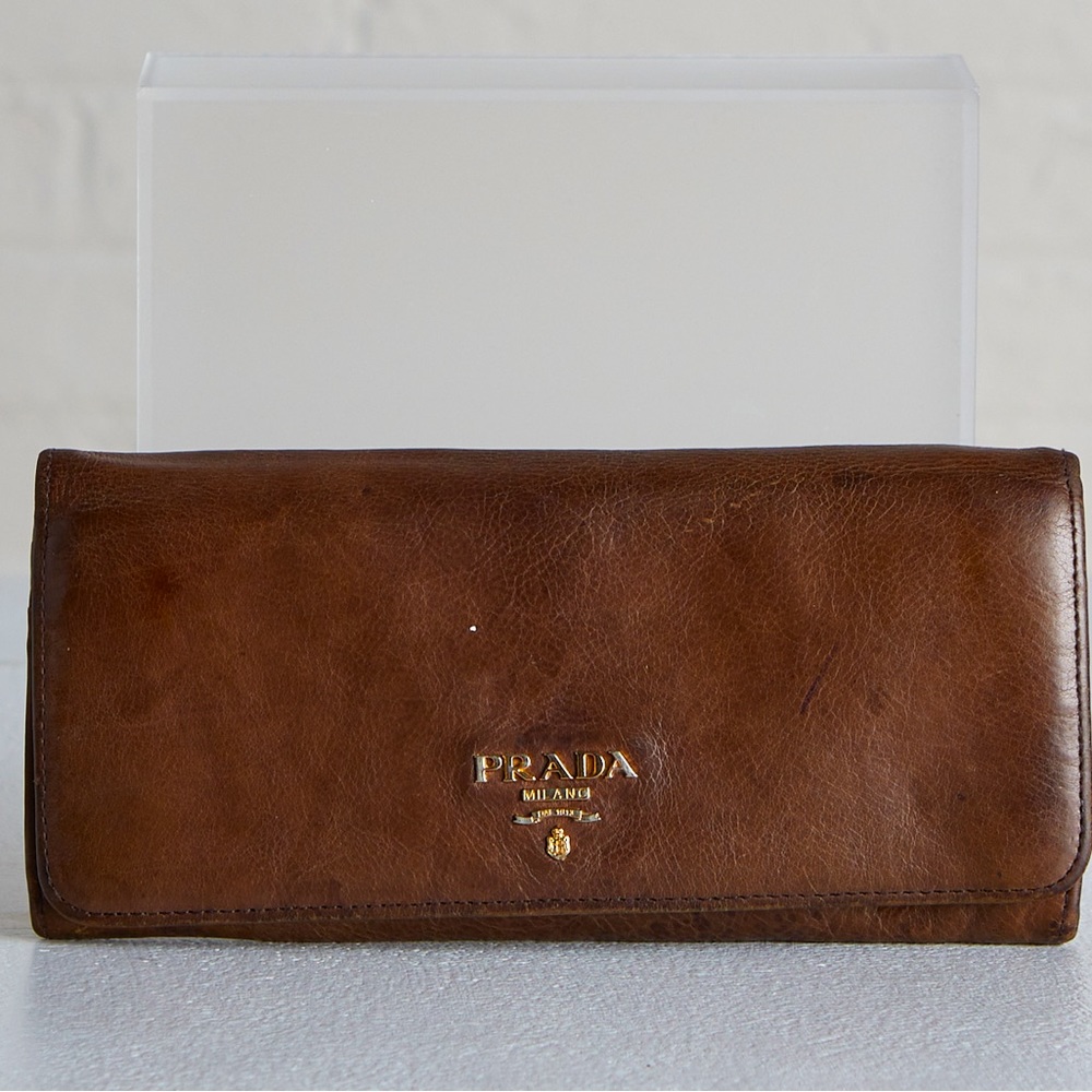 Prada Chocolate Brown Leather Wallet